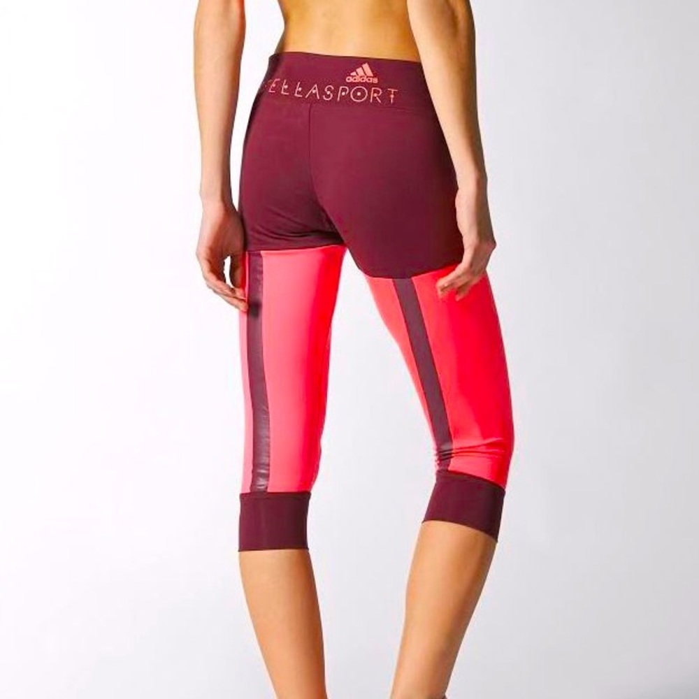 Adidas Stella McCartney Sport 3/4 Capri Legging Crop Tight Small Maroon Pink